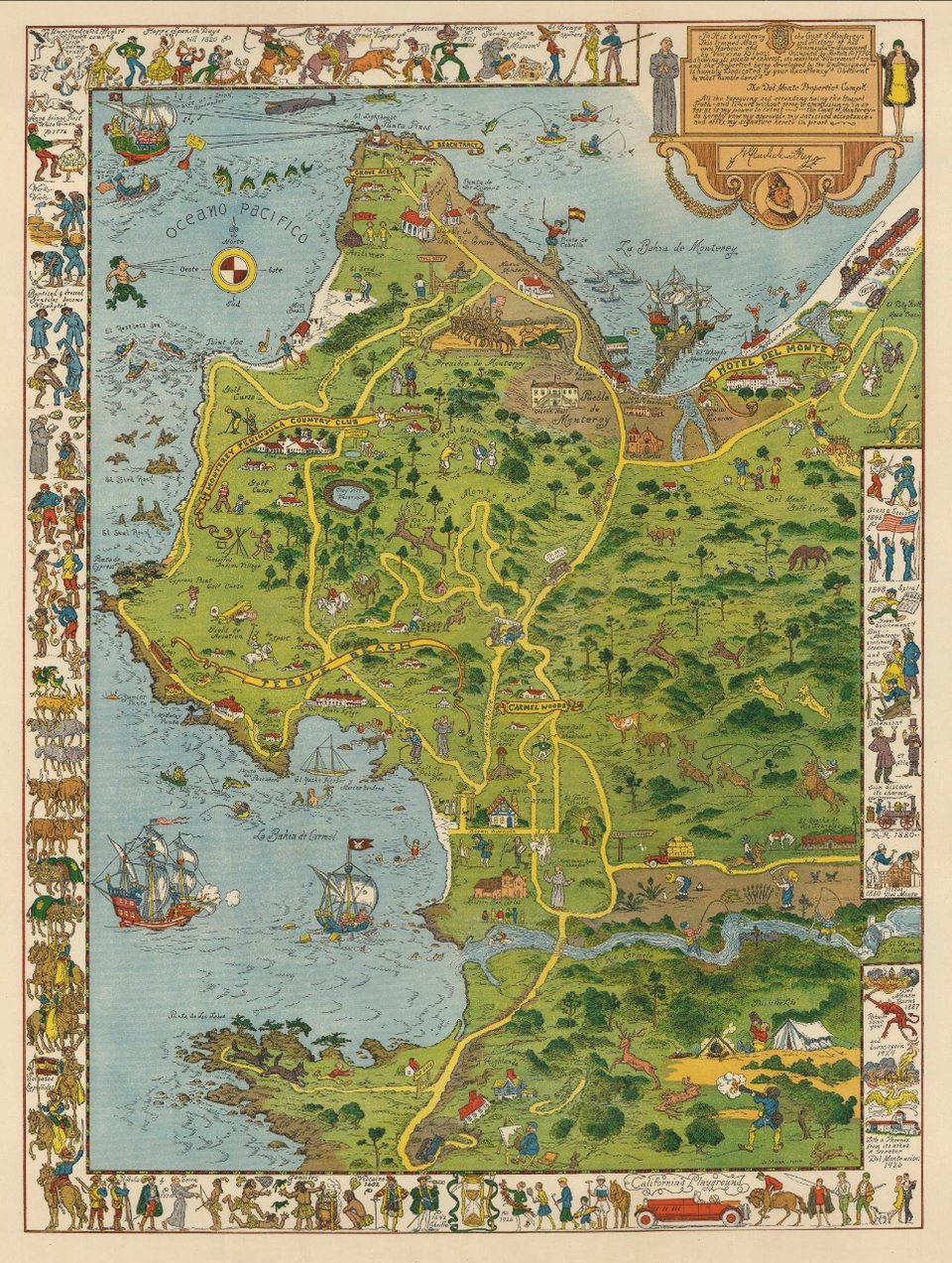 Jo Mora's 1925 illustrated carte of the Monterey Peninsula