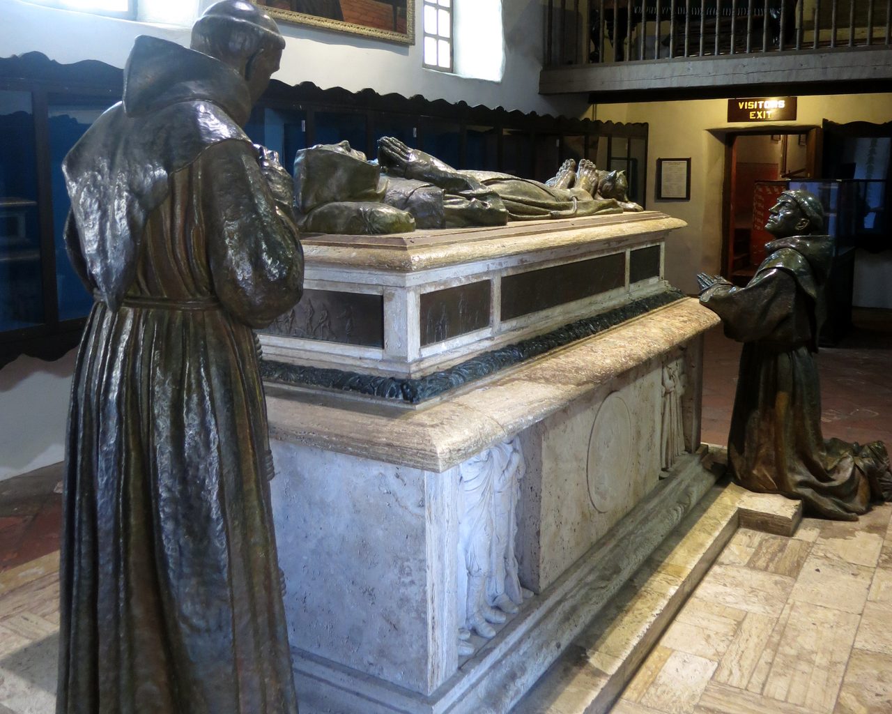 Jo Mora's bronze and travertine cenotaph of Father Junípero Serra at the Carmel Mission