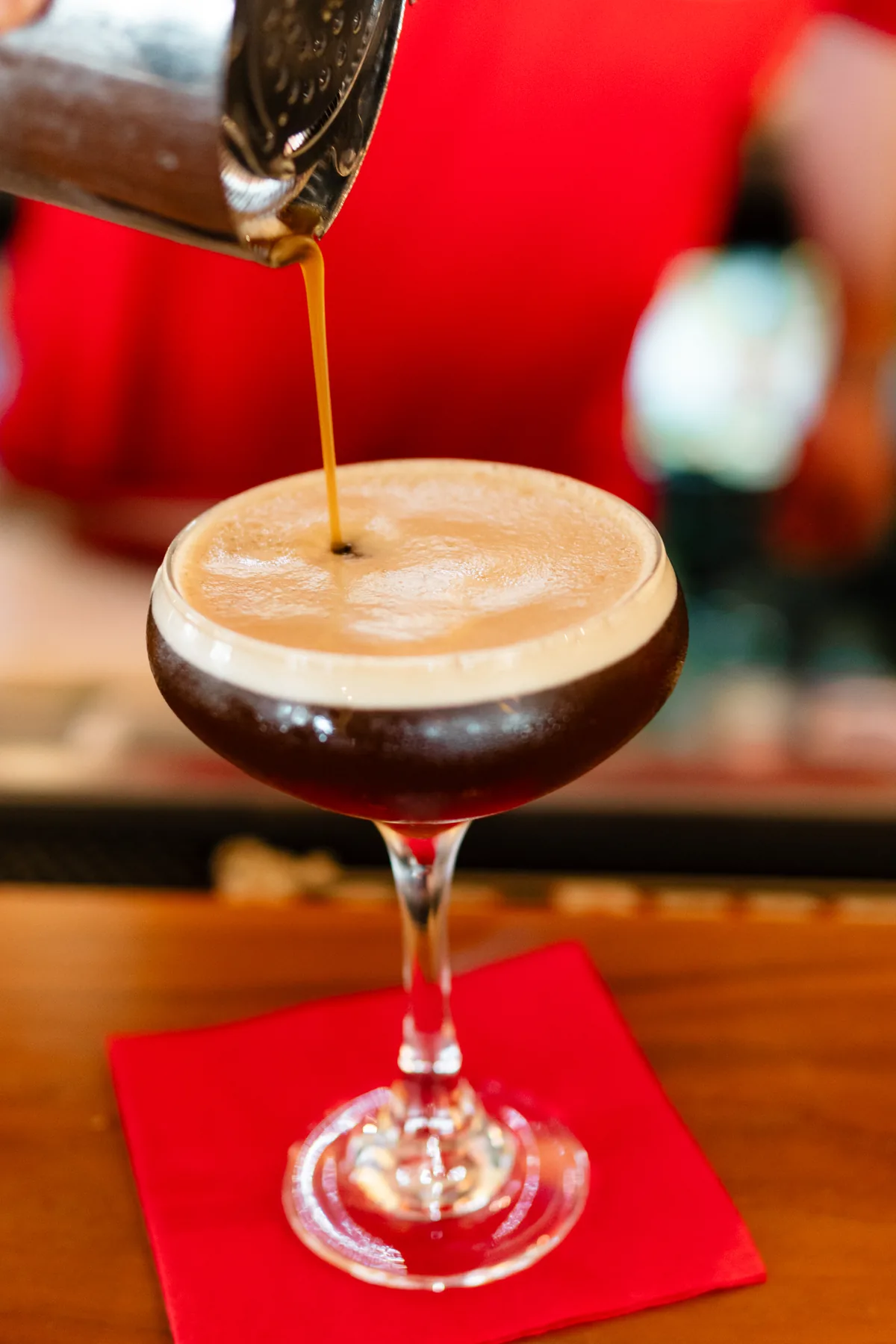 An espresso martini being poured at Bar Napoli