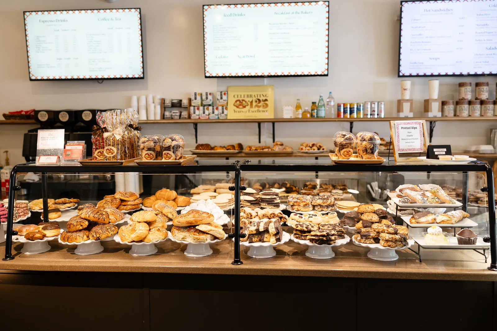 The pastry case at Carmel Bakery on Ocean Avenue