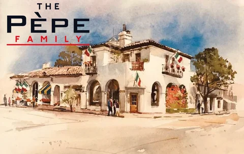 The Pèpe Family gift card: a watercolor of the Little Napoli building.